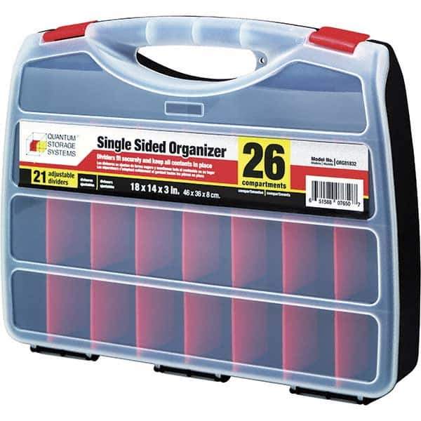 Quantum Storage - 14" Wide x 3" High x 18" Deep, Small Parts Organizer - Adjustable Compartments - Industrial Tool & Supply