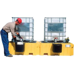UltraTech - 535 Gal Sump Capacity, Polyethylene TWIN IBC Spill Pallet, 2 Bucket Shelves - 61.6" Long x 22" Wide x 124-1/2" High, 8,000 Lb Capacity, 2 Totes, Includes 2 Bucket Shelves - Industrial Tool & Supply