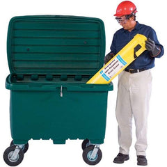 UltraTech - 15 Cu Ft, 350 Lb Load Capacity Green Polyethylene Tote Container - 48" Long x 31" Wide x 41.8" High, Lid Included - Industrial Tool & Supply