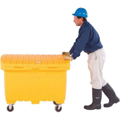 UltraTech - 15 Cu Ft, 350 Lb Load Capacity Yellow Polyethylene Tote Container - 48" Long x 31" Wide x 41.8" High, Lid Included - Industrial Tool & Supply