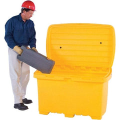 UltraTech - 15 Cu Ft, 350 Lb Load Capacity Yellow Polyethylene Tote Container - 48" Long x 31" Wide x 41.8" High, Lid Included - Industrial Tool & Supply