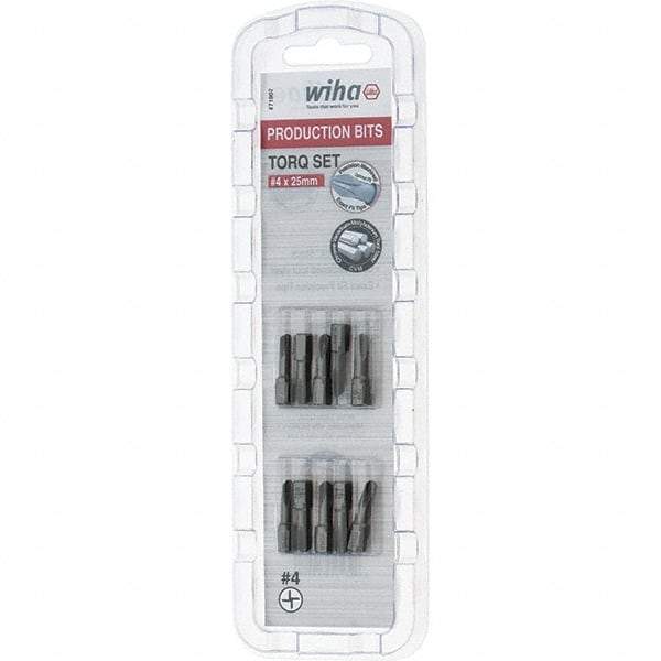 Wiha - 1/4" Drive, #4 Torq-Set Screwdriver Bit - 1" OAL - Industrial Tool & Supply