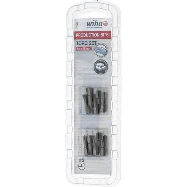 Wiha - 1/4" Drive, #2 Torq-Set Screwdriver Bit - 1" OAL - Industrial Tool & Supply
