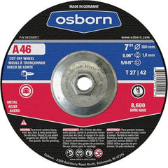 Osborn - 7" 46 Grit Aluminum Oxide Cutoff Wheel - 0.06" Thick, 5/8-11 Arbor, Use with Angle Grinders - Industrial Tool & Supply