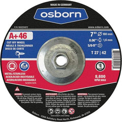 Osborn - 7" 46 Grit Aluminum Oxide Cutoff Wheel - 0.06" Thick, 5/8-11 Arbor, Use with Angle Grinders - Industrial Tool & Supply