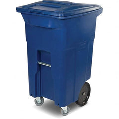 Toter - Trash Cans & Recycling Containers; Type: Trash Can ; Container Shape: Rectangle ; Container Size: 64 gal ; Container Graphics: None ; Color: Blue ; Finish: Textured - Exact Industrial Supply