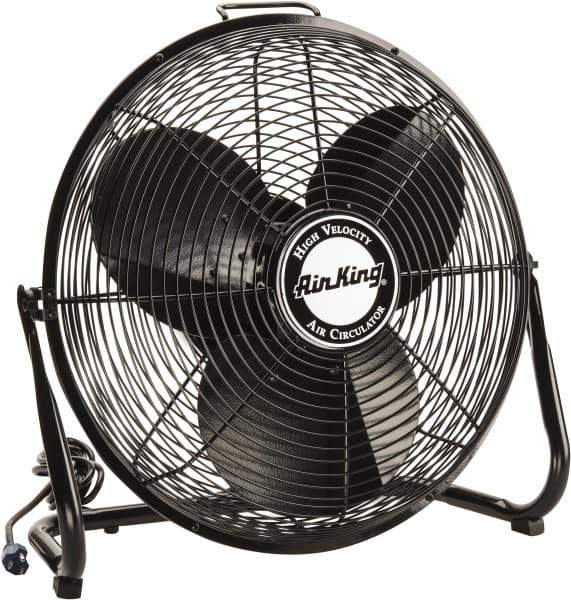 Air King - 18" Blade, 1/6 hp, 1,925, 2,575 & 3,400 CFM, Low Floor Stand Industrial Circulation Fan - Floor Stand, 110 Volts, 0.95/1.65 Amps, 3 Speed - Industrial Tool & Supply