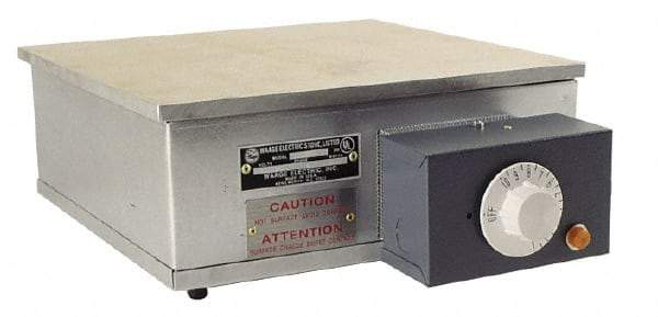 WAAGE - 12" Long x 12 Wide x 6" High, 230 Volt Hot Plate - 300 to 700°F, 1 Burner, 1600 Watt, 7 Amps - Industrial Tool & Supply