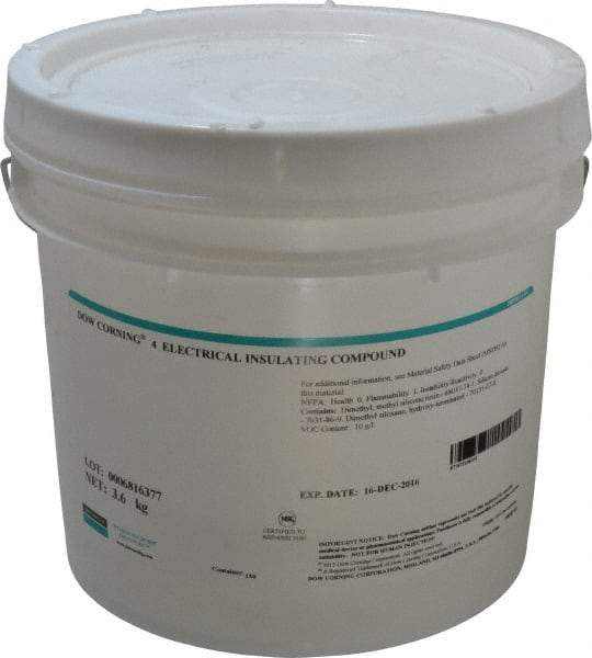 Dow Corning - 8 Lb. Pail Electrical Insulating Compound - 212°F Flash Point, 450 V/mil Dielectric Strength, Flammable, Plastic Safe - Industrial Tool & Supply