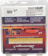 EasyHeat - 18' Long, Preassembled, Fixed Length, Fixed Wattage, Protection Heat Cable - 120 Input Volts, 126 Watts - Industrial Tool & Supply