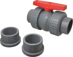 Simtech - 3" Pipe, Full Port, CPVC True Union Design Ball Valve - Inline - Two Way Flow, FNPT x FNPT Ends, Tee Handle, 150 WOG - Industrial Tool & Supply