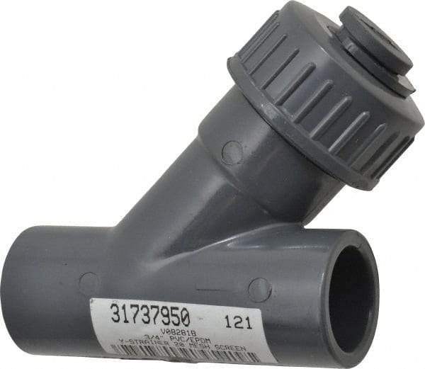 Simtech - 3/4" Pipe, Socket Ends, PVC Y-Strainer - 150 psi Pressure Rating - Industrial Tool & Supply