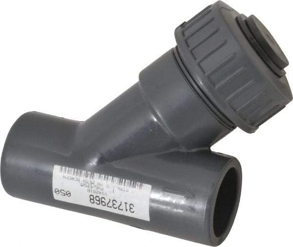 Simtech - 1" Pipe, Socket Ends, PVC Y-Strainer - 150 psi Pressure Rating - Industrial Tool & Supply