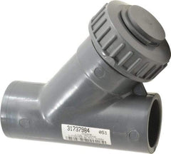 Simtech - 1-1/2" Pipe, Socket Ends, PVC Y-Strainer - 90 psi Pressure Rating - Industrial Tool & Supply