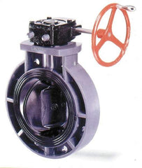 Simtech - 10" Pipe, Wafer Butterfly Valve - Gear Handle, PVC Body, Viton Seat, 150 WOG, Polypropylene Disc, Stainless Steel Stem - Industrial Tool & Supply