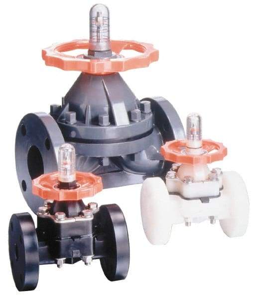 Simtech - 2-1/2" Pipe, 150 Max psi, Diaphragm Valve - Flanged End Connection, PVC, EPDM Seal - Industrial Tool & Supply
