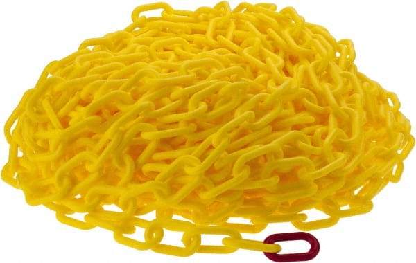 PRO-SAFE - 100' Long x 2" Wide Plastic Heavy-Duty Chain - Yellow - Industrial Tool & Supply