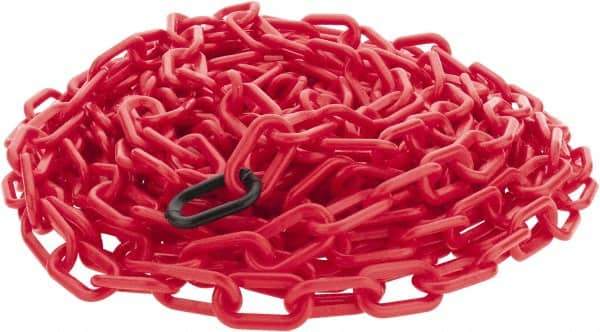 PRO-SAFE - 50' Long x 2" Wide Plastic Chain - Red - Industrial Tool & Supply
