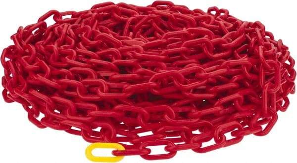 PRO-SAFE - 100' Long x 2" Wide Plastic Heavy-Duty Chain - Red - Industrial Tool & Supply