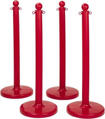 PRO-SAFE - 41" High, 3" Pole Diam, Warning Post - 16" Base Diam, Round Plastic Base, Red Plastic Post, For Outdoor Use - Industrial Tool & Supply