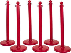 PRO-SAFE - 40" High, 2-1/2" Pole Diam, Warning Post - 14" Base Diam, Round Plastic Base, Red Plastic Post, For Outdoor Use - Industrial Tool & Supply