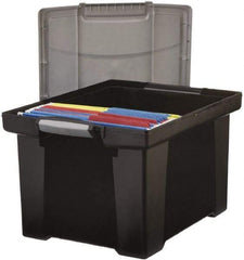 Storex - 1 Compartment, 18-1/2" Wide x 10-7/8" High x 14-1/4" Deep, Portable Storage Box - Plastic, Black/Silver - Industrial Tool & Supply