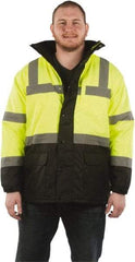 Utility Pro Wear - Size L Cold Weather & High Visibility Parka - Yellow, Polyester & Teflon, Zipper, Snaps Closure - Industrial Tool & Supply