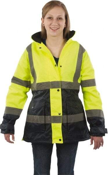 Utility Pro Wear - Size S Cold Weather & High Visibility Parka - Yellow, Polyester & Teflon, Zipper, Snaps Closure - Industrial Tool & Supply