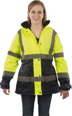 Utility Pro Wear - Size M Cold Weather & High Visibility Parka - Yellow, Polyester & Teflon, Zipper, Snaps Closure - Industrial Tool & Supply