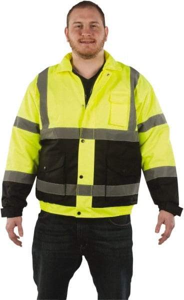 Utility Pro Wear - Size M Cold Weather & High Visibility Jacket - Yellow, Polyester & Teflon, Zipper, Snaps Closure - Industrial Tool & Supply
