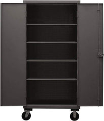 Durham - 4 Shelf Mobile Storage Cabinet - Steel, 36" Wide x 24" Deep x 80" High, Gray - Industrial Tool & Supply