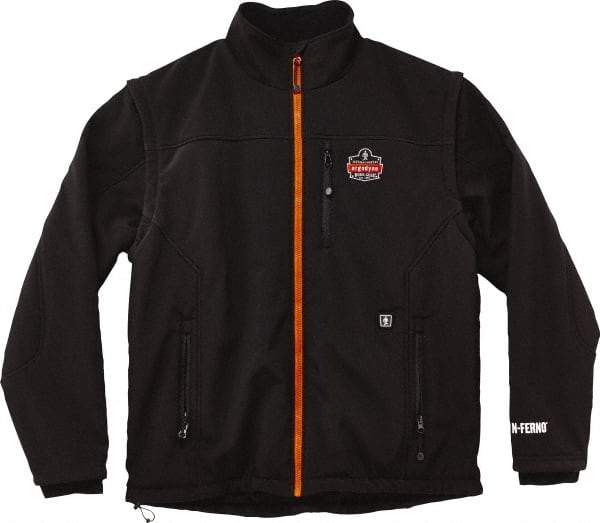 Ergodyne - Size 2XL Heated & Cold Weather Jacket - Black, Polyester, Zipper Closure, 46 to 50" Chest - Industrial Tool & Supply