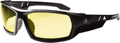 Ergodyne - Yellow Lenses, Framed Safety Glasses - Uncoated Lenses, Size Universal, Wrap Around - Industrial Tool & Supply
