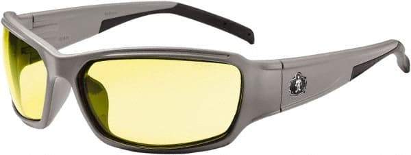 Ergodyne - Yellow Lenses, Framed Safety Glasses - Uncoated Lenses, Size Universal, Wrap Around - Industrial Tool & Supply