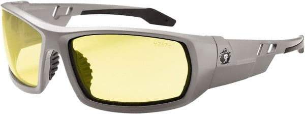Ergodyne - Yellow Lenses, Framed Safety Glasses - Uncoated Lenses, Size Universal, Wrap Around - Industrial Tool & Supply