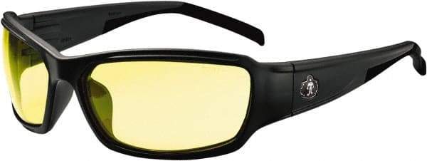 Ergodyne - Yellow Lenses, Framed Safety Glasses - Uncoated Lenses, Size Universal, Wrap Around - Industrial Tool & Supply