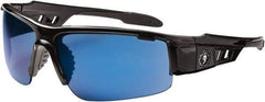 Ergodyne - Blue Lenses, Framed Safety Glasses - Uncoated Lenses, Size Universal, Wrap Around - Industrial Tool & Supply