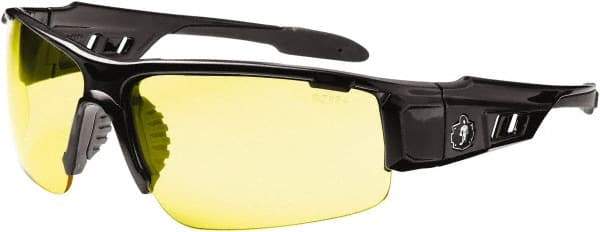 Ergodyne - Yellow Lenses, Framed Safety Glasses - Uncoated Lenses, Size Universal, Wrap Around - Industrial Tool & Supply