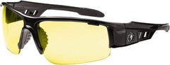 Ergodyne - Yellow Lenses, Framed Safety Glasses - Uncoated Lenses, Size Universal, Wrap Around - Industrial Tool & Supply