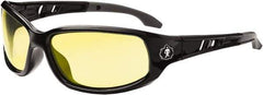 Ergodyne - Yellow Lenses, Framed Safety Glasses - Uncoated Lenses, Size Universal, Wrap Around - Industrial Tool & Supply