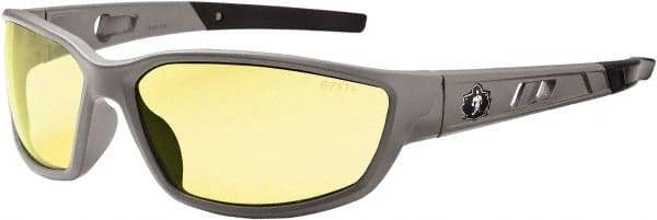 Ergodyne - Yellow Lenses, Framed Safety Glasses - Uncoated Lenses, Size Universal, Wrap Around - Industrial Tool & Supply