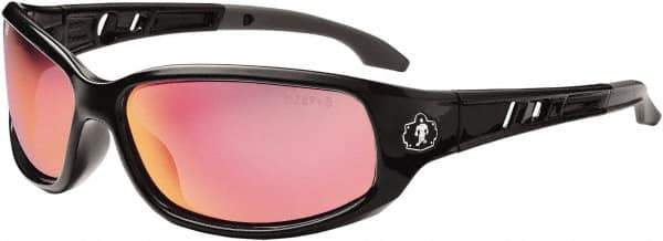 Ergodyne - Red Lenses, Framed Safety Glasses - Uncoated Lenses, Size Universal, Wrap Around - Industrial Tool & Supply