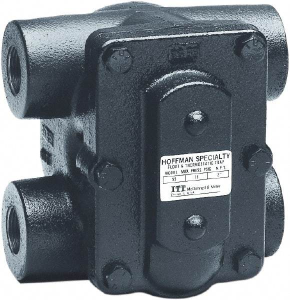 Hoffman Speciality - 2 Port, 1-1/2" Pipe, Stainless Steel Float & Thermostatic Steam Trap - 30 Max psi - Industrial Tool & Supply