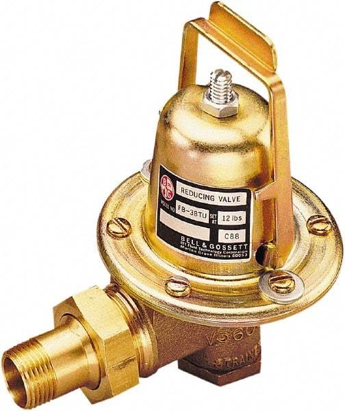 Bell & Gossett - 1/2" Inlet, 1/2" Outlet, Female Union x FNPT, Pressure Reducing Valve - 125 Max psi, Lead Free Brass - Industrial Tool & Supply