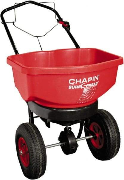 Chapin - 80 Lb Powder Coated Steel Walk Behind Broadcast Landscape Spreader - 12" Pneumatic Wheels - Industrial Tool & Supply