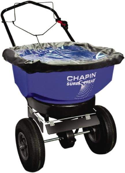 Chapin - 80 Lb Powder Coated Steel Walk Behind Broadcast Landscape Spreader - 12" Pneumatic Wheels - Industrial Tool & Supply