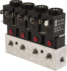 ARO/Ingersoll-Rand - 1/8", CAT Series 3-Way 2-Position Bar Manifold Stacking Solenoid Valve - 24 VDC, 0.062 CV Rate, 3.275" High x 5" Long - Industrial Tool & Supply