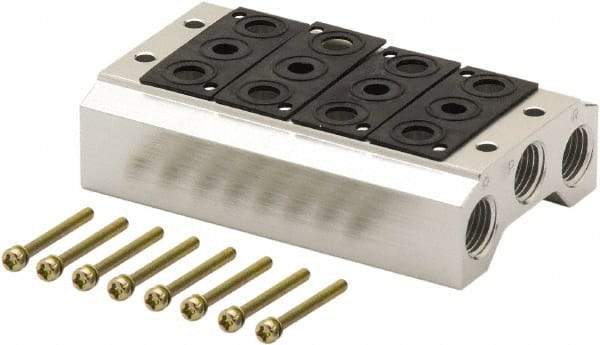 ARO/Ingersoll-Rand - 1/8" 4 Station Solenoid Valve Manifold - Use with Sierra 18mm Solenoid Valves - Industrial Tool & Supply