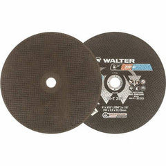 WALTER Surface Technologies - 9" 46 Grit Aluminum Oxide Cutoff Wheel - 3/32" Thick, 7/8" Arbor, 6,600 Max RPM, Use with Angle Grinders - Industrial Tool & Supply