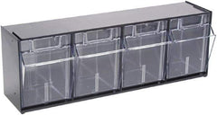 Deflect-o - 4 Compartment, 23-5/8 Inch Wide x 6-5/8 Inch Deep x 8-1/8 Inch High, Covered Modular - Plastic, Black and Clear - Industrial Tool & Supply